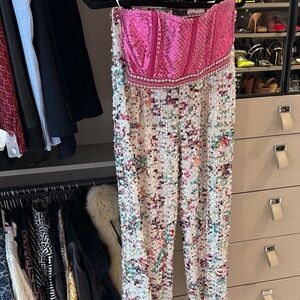 Vibrant Pink and Multicolor Women's Jumpsuit